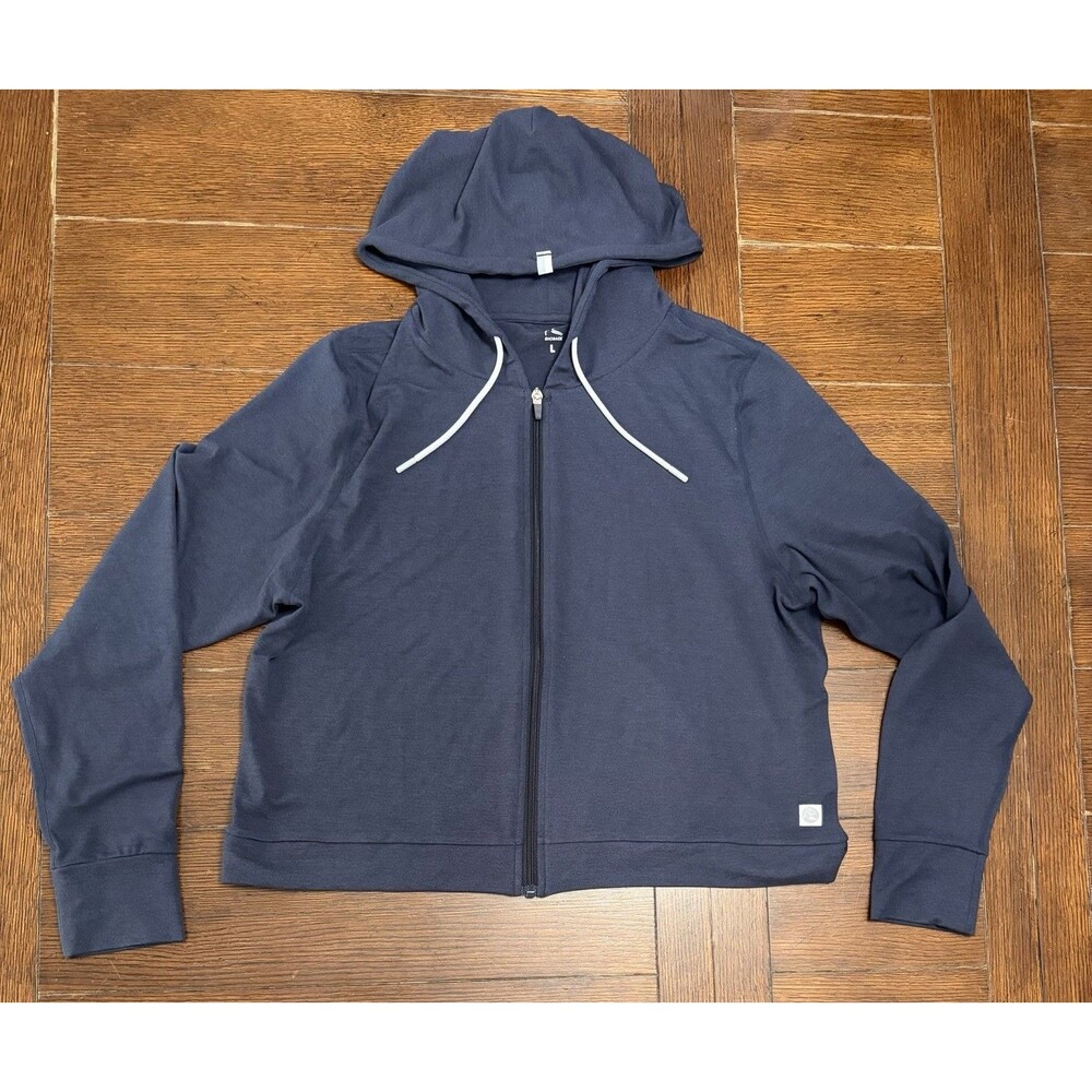 Rhoback Tempo Performance Hoodie Womens L Blue Heather Full Zip Golf Casual